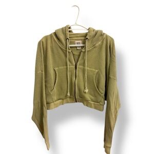 BDG Leah Waffle Knit Zip Up Hoodie Sweatshirt